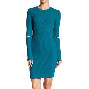 NWOT Lush bodycon ribbed  slit elbow dress